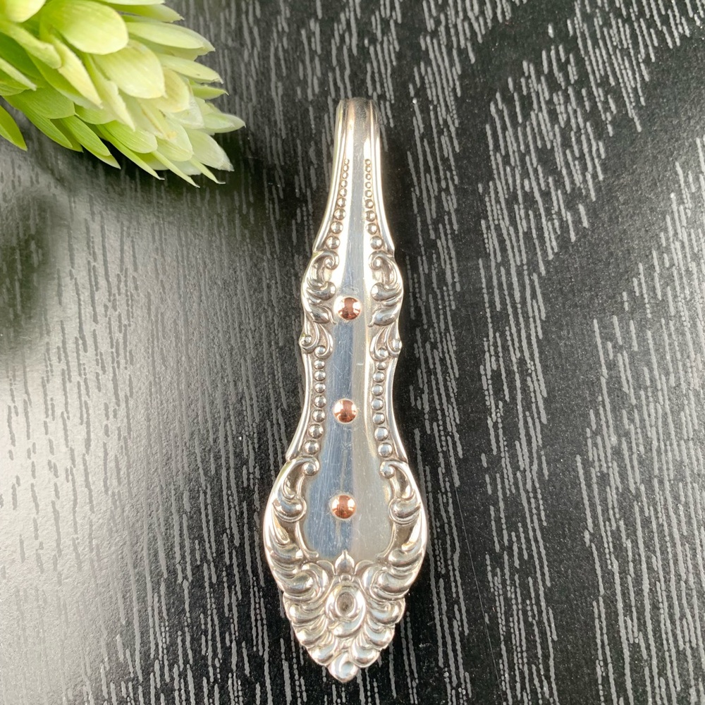 Riveted Spoon Pendant Copper Rivet Jewelry Vintage Boho Silver Plat…